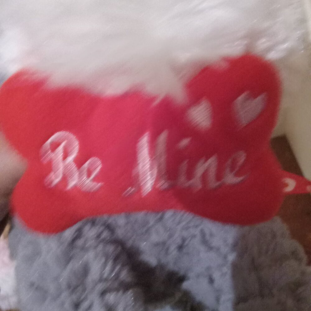 Valentine's Day Be Mine Schnauzer Gray and white Dog Realistic stuffed animal - Picture 3 of 4